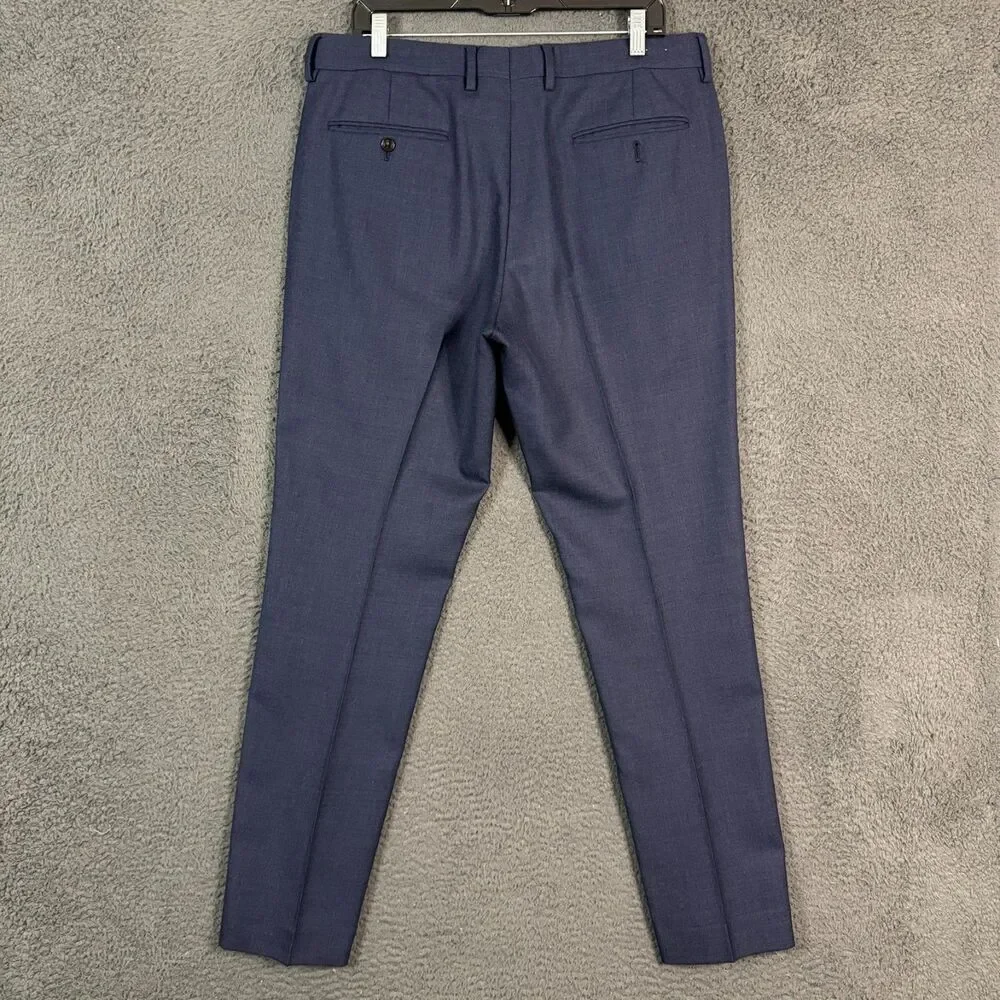 J Crew Dress Pants Mens 34x32 Blue Bowery Slim Fit Wool Slacks Formal